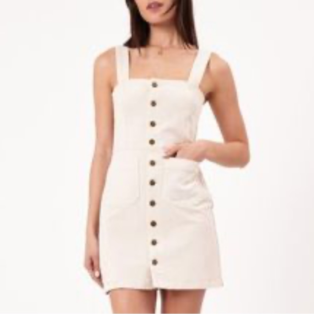 H and M White Cream Denim 100% Cotton Mini Dress Romper size 6